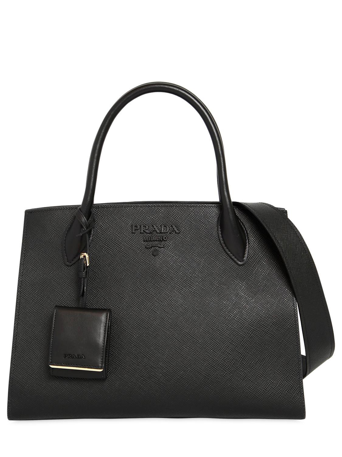 medium saffiano leather prada monochrome bag