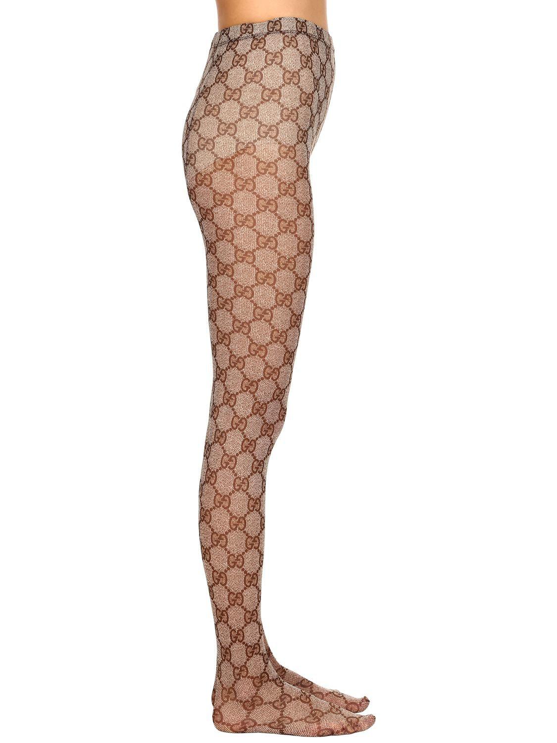 Gucci Gg Supreme Stockings in Brown - Lyst