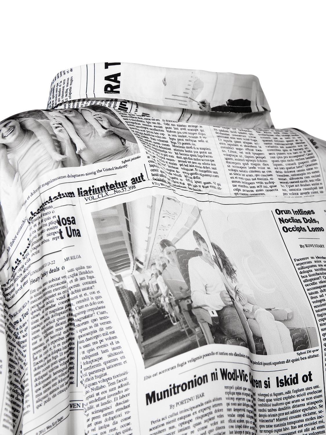 Balenciaga Leichtes Satinkleid Mit Zeitungsdruck in Weiß | Lyst AT