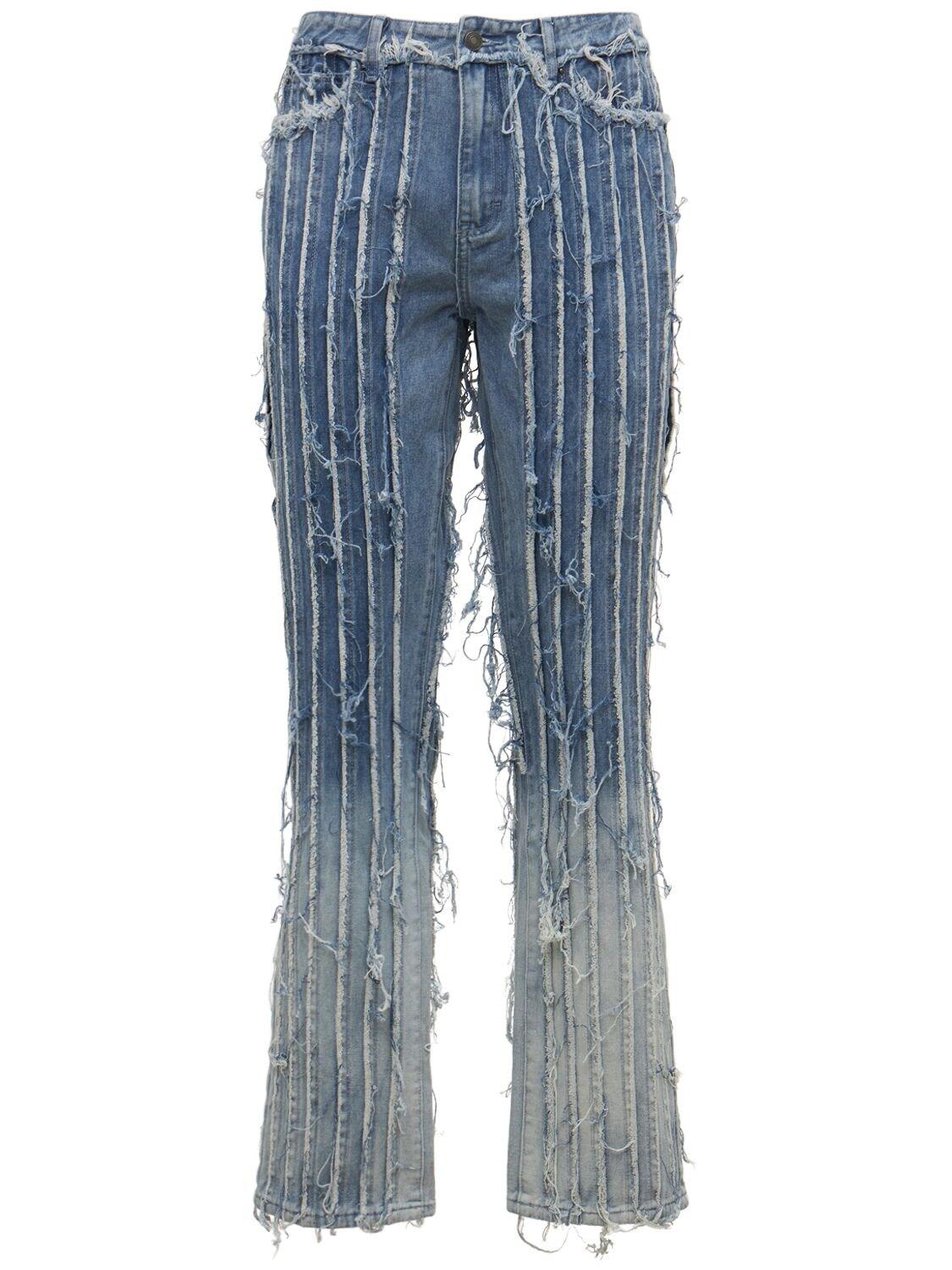 Washed Blue Panelled Straight Fit Jeans | Jaded London - W28 / Blue