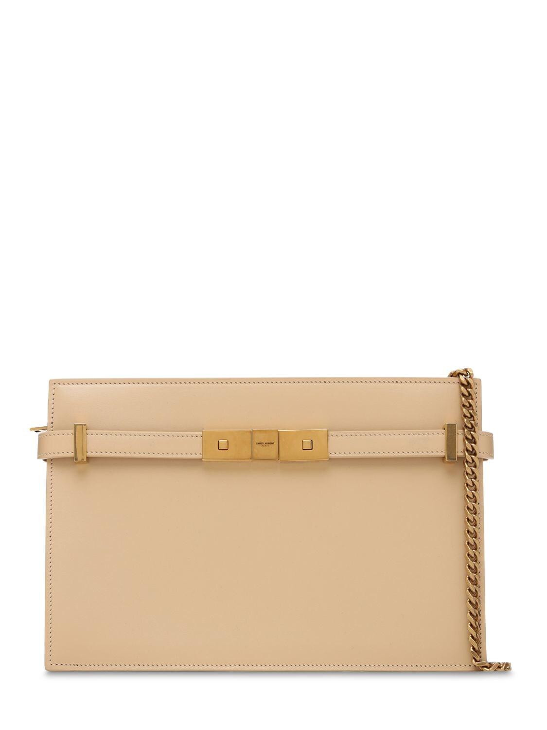 Saint Laurent New Pochette Manhattan Leather Bag in Natural