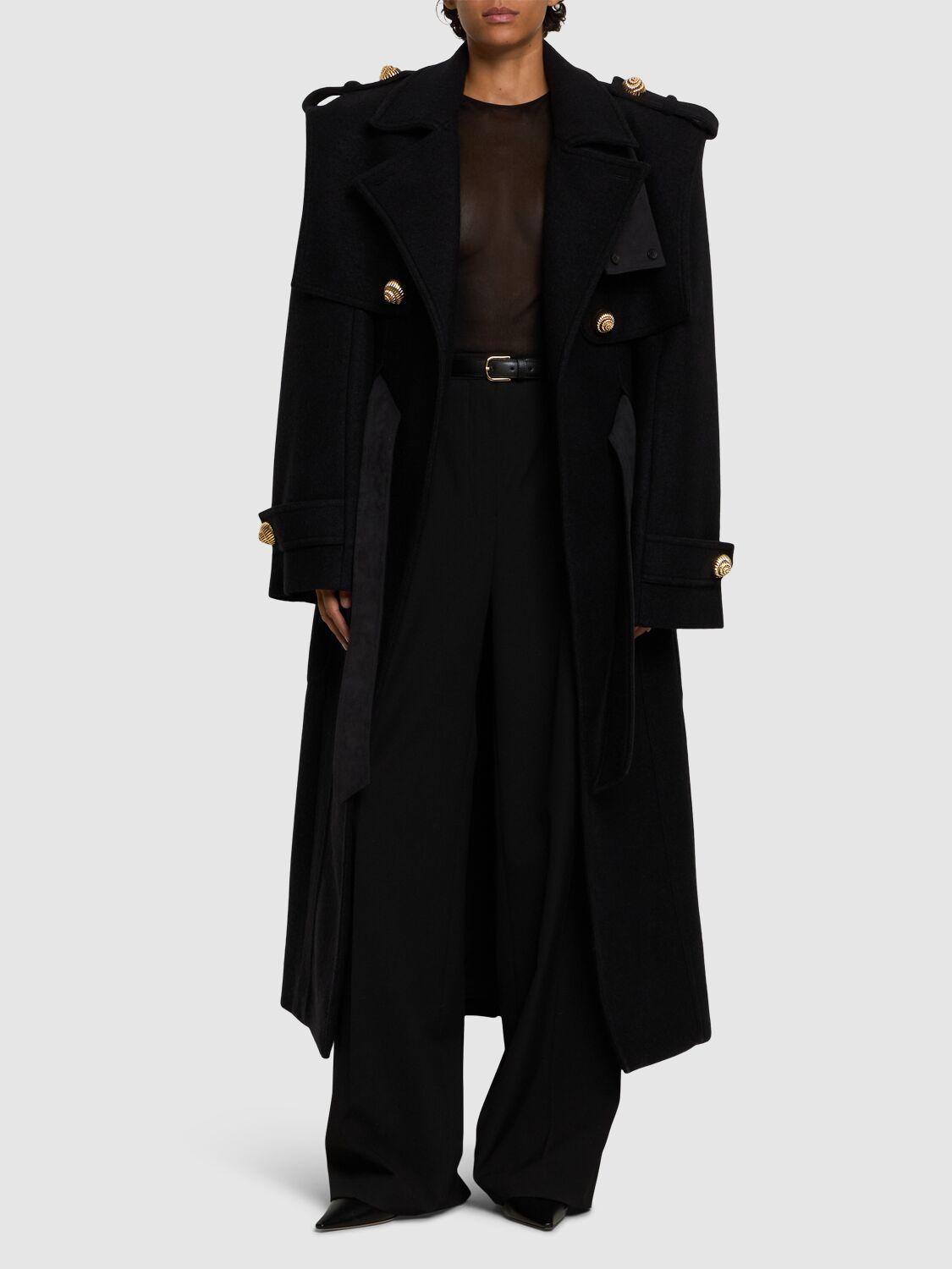 Balmain レディース ブラック ボイルドウールブレンドテーラード 