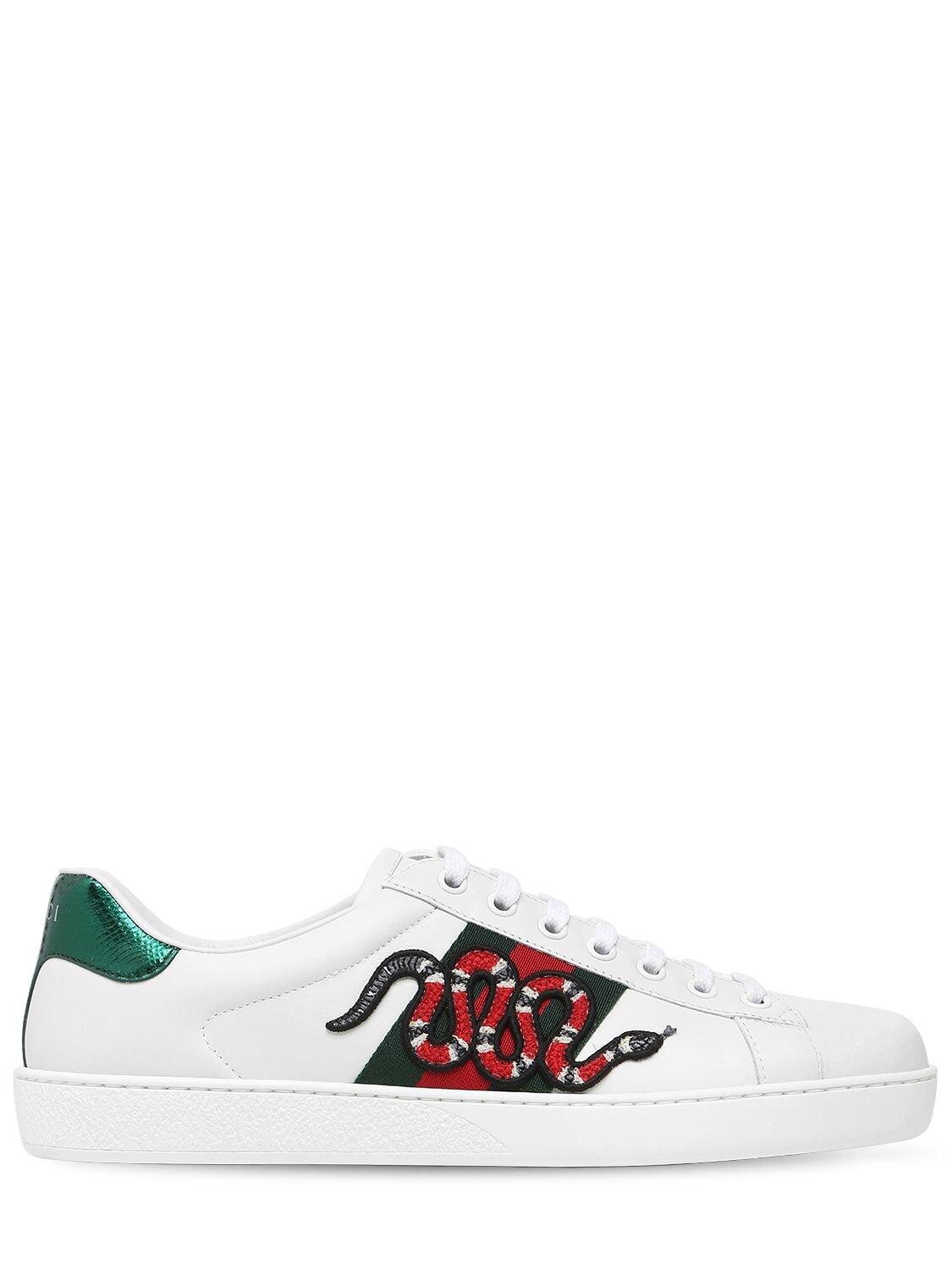 Gucci Leather Ace Embroidered Sneaker in White for Men - Save 43% - Lyst