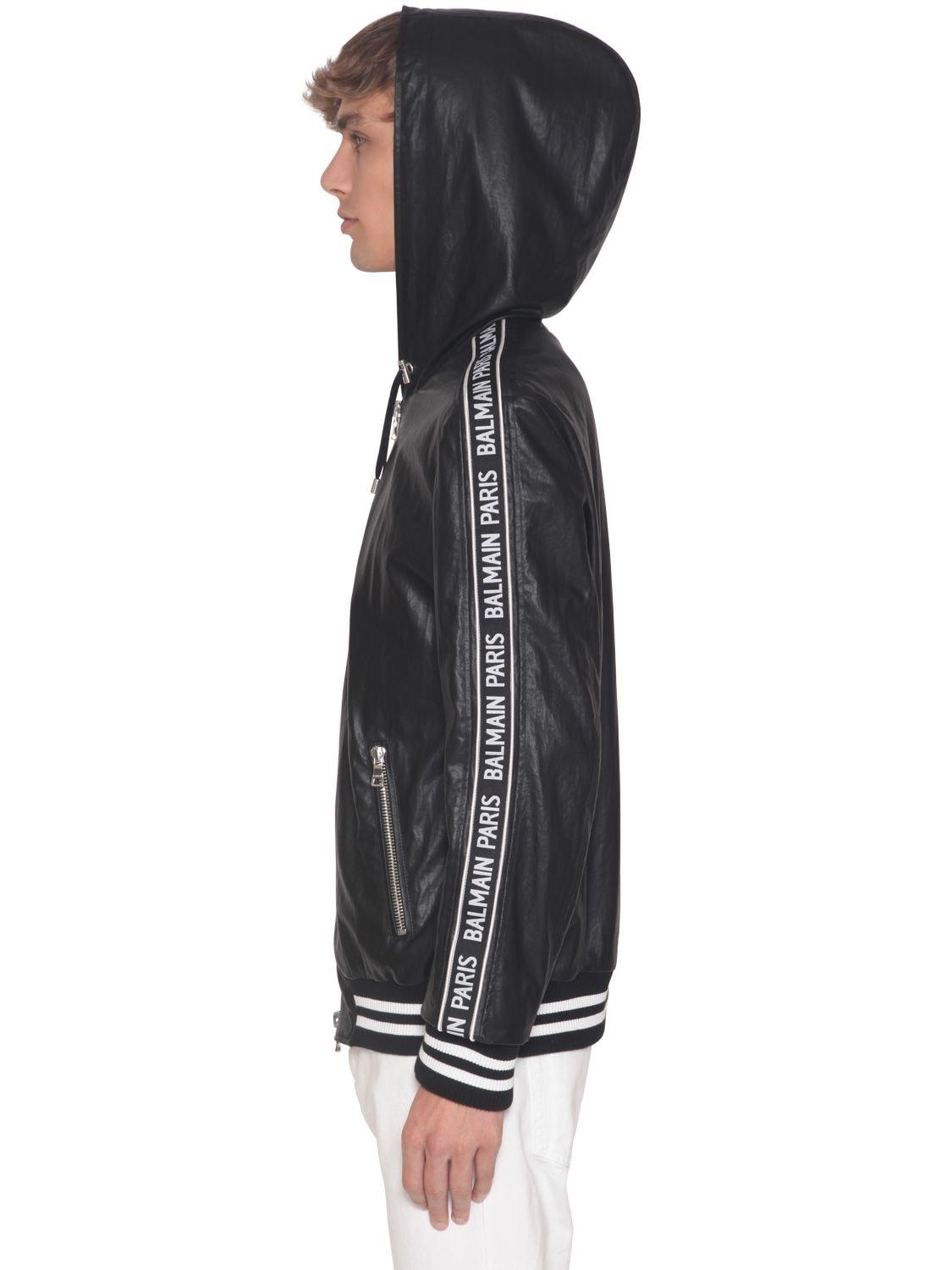 Veste En Nylon Enduit Avec Bandes Logo Cuir Balmain pour homme en coloris  Noir - 64 % de réduction - Lyst