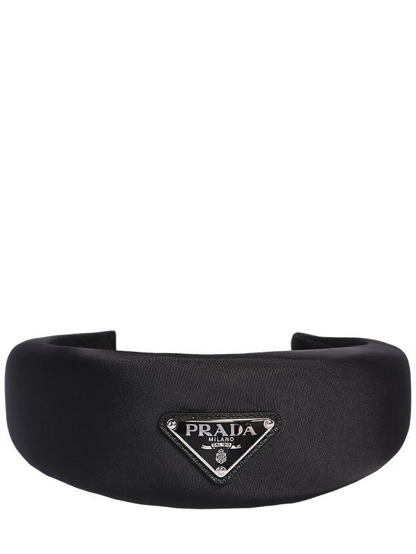 Prada Large Nylon Headband W/ Logo Tag in Black | Lyst