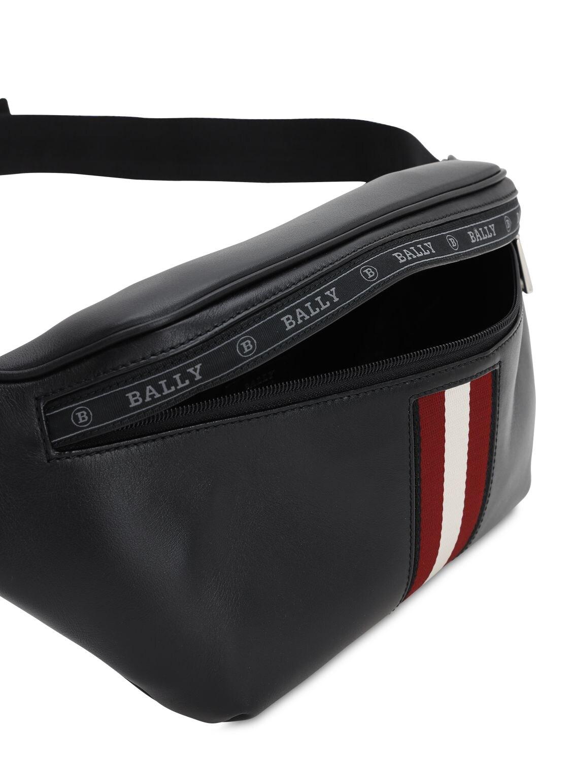 Bally Logo Stripe Leather Belt Bag in Black for Men Lyst