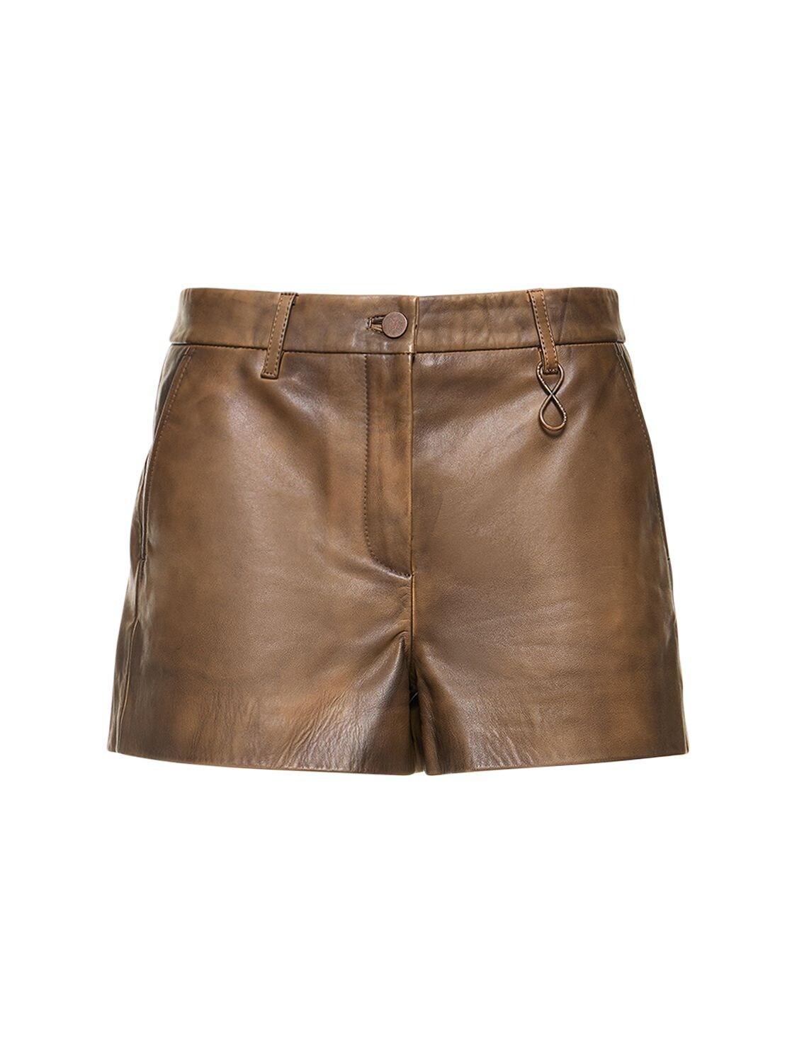 Shorts de piel Remain de color Marrón | Lyst