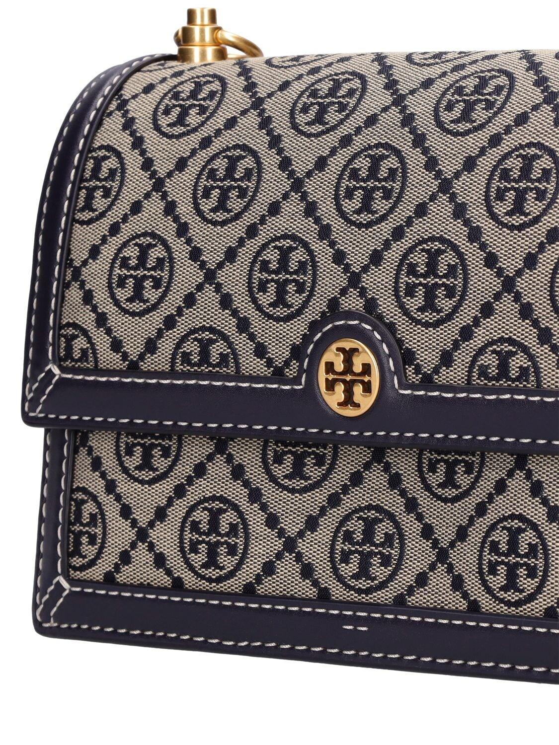 Tory Burch Small T Monogram Canvas Shoulder Bag in Blue | Lyst UK