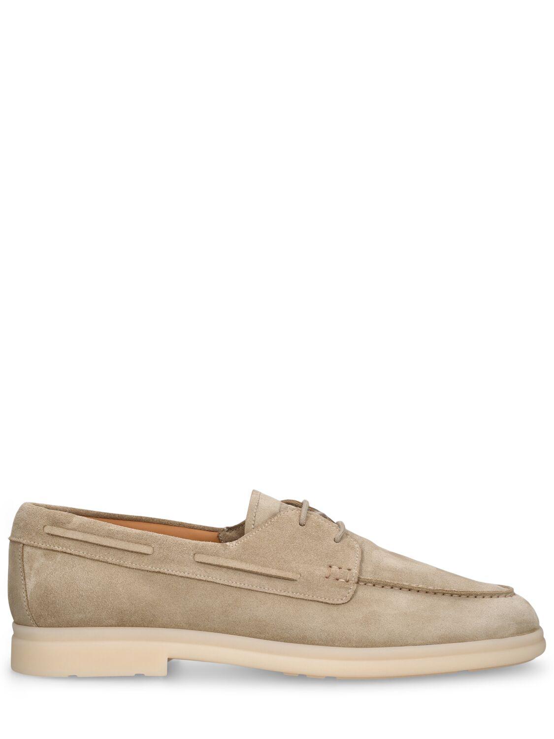 Church s Morley Suede Lace Up Boat Shoes in Brown for Men Lyst UK
