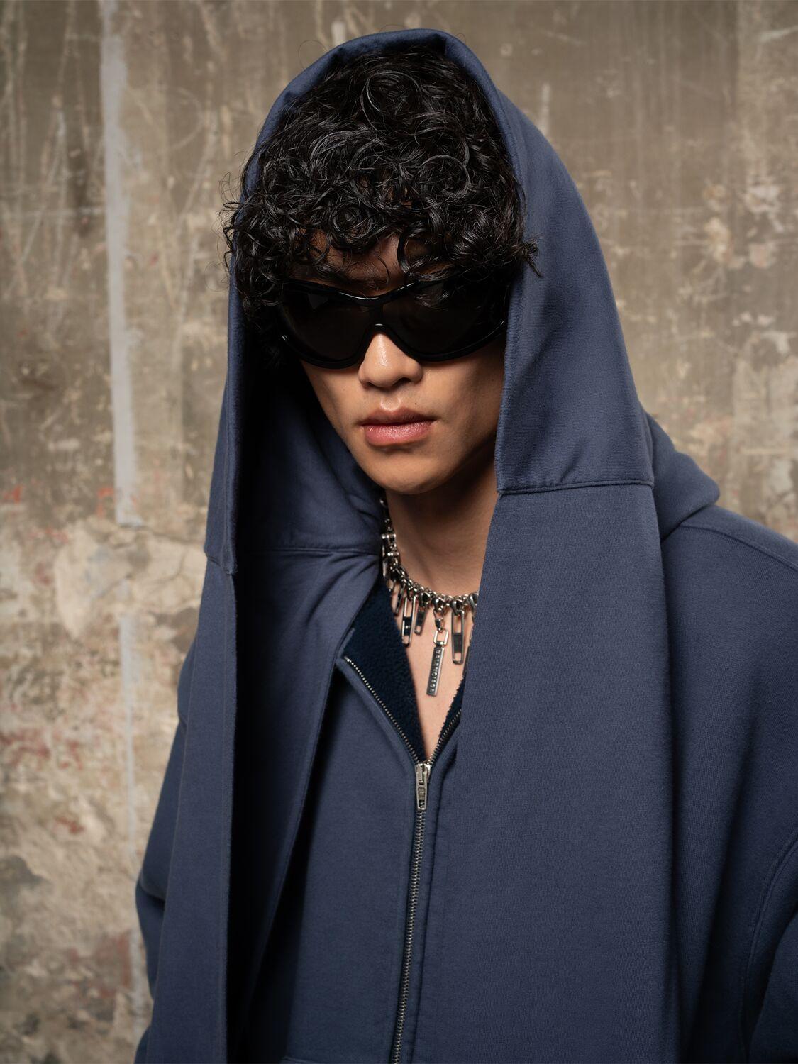 Balenciaga Incognito Cotton Blend Hoodie in Blue for Men | Lyst
