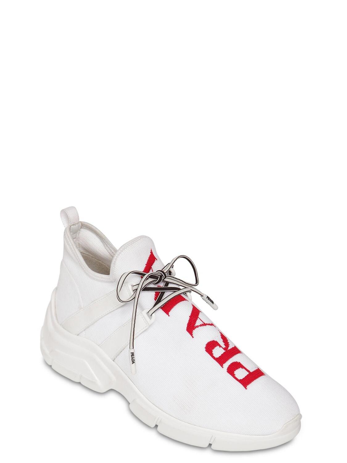 prada white mesh sneakers