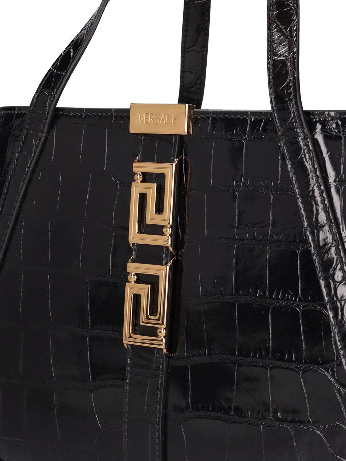 Versace Small Leather Tote Bag in Black