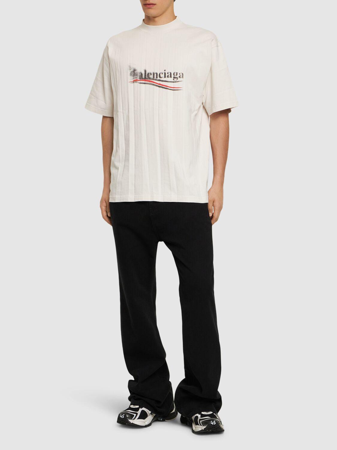 【BALENCIAGA】Political Stencil Logo コットンTシャツ Political Stencil T-shirt Medium Fit in Black/white