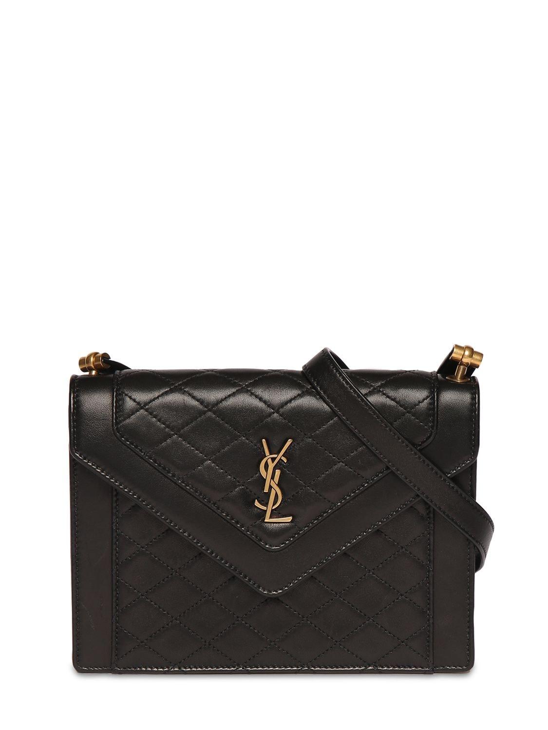 Saint Laurent Gaby Monogramme Leather Shoulder Bag in Black