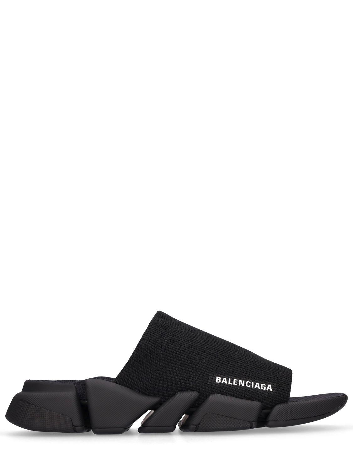 Balenciaga メンズ ブラック Speed 2.0 スライド サンダル・スライド 