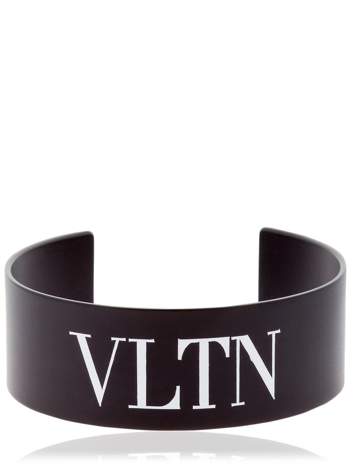 Valentino Vltn Metal Cuff Bracelet in Black for Men Lyst