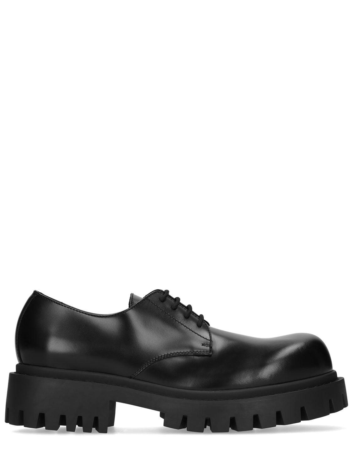 Balenciaga Sergent Leather Derby Lace-up Shoes in Black for Men | Lyst