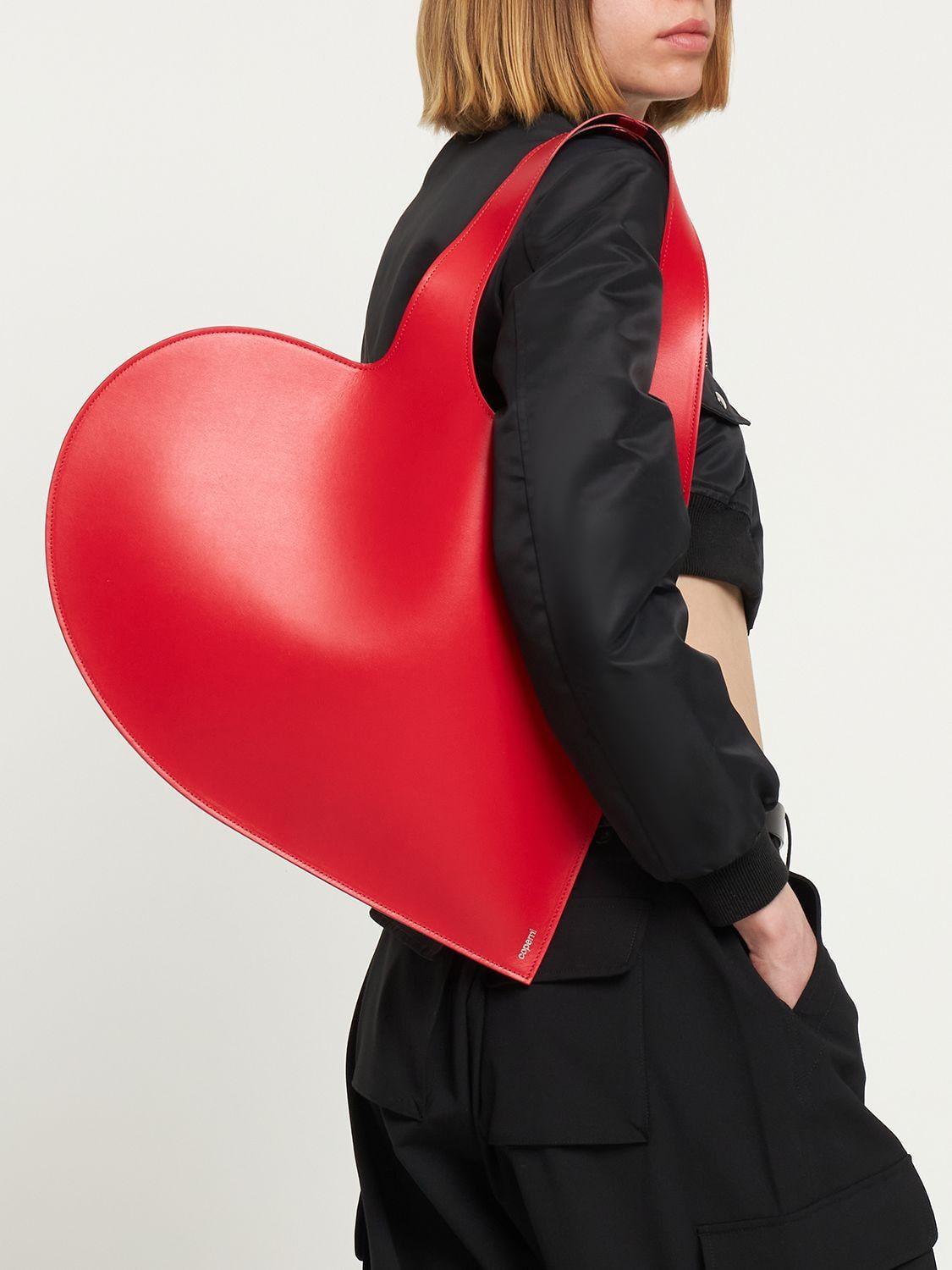 Coperni Heart Leather Tote Bag in Red | Lyst