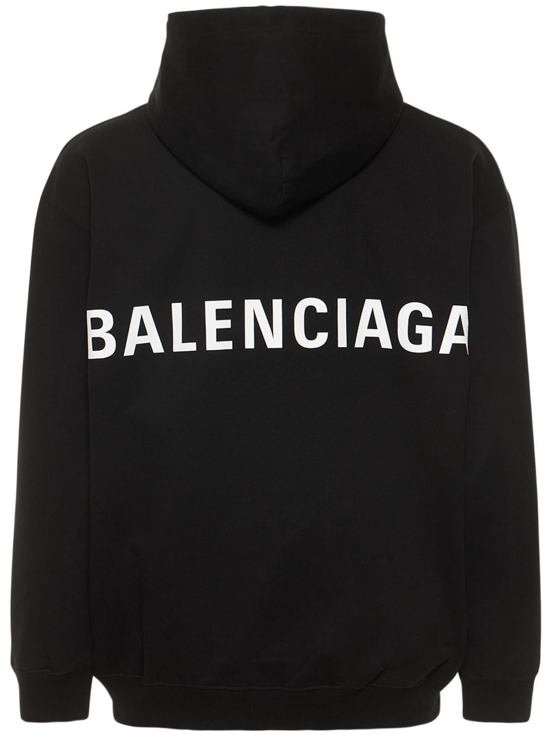 Balenciaga Cotton Sweatshirt Hoodie in Black for Men | Lyst