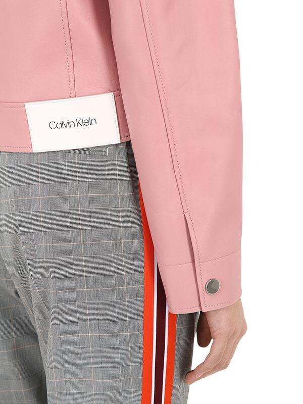 calvin klein pink leather jacket