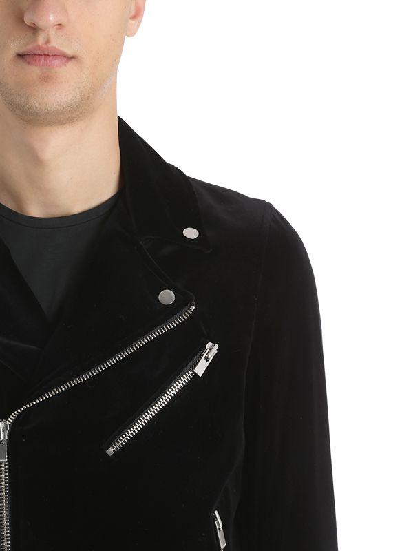 The Kooples Velvet Biker Jacket in Black for Men | Lyst