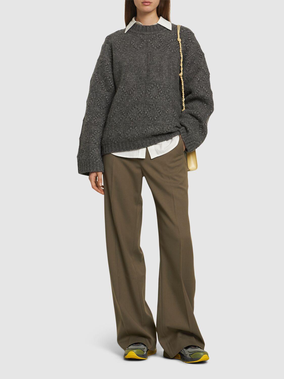 Ganni レディース グレー ウール&コットンニットセーター セーター  