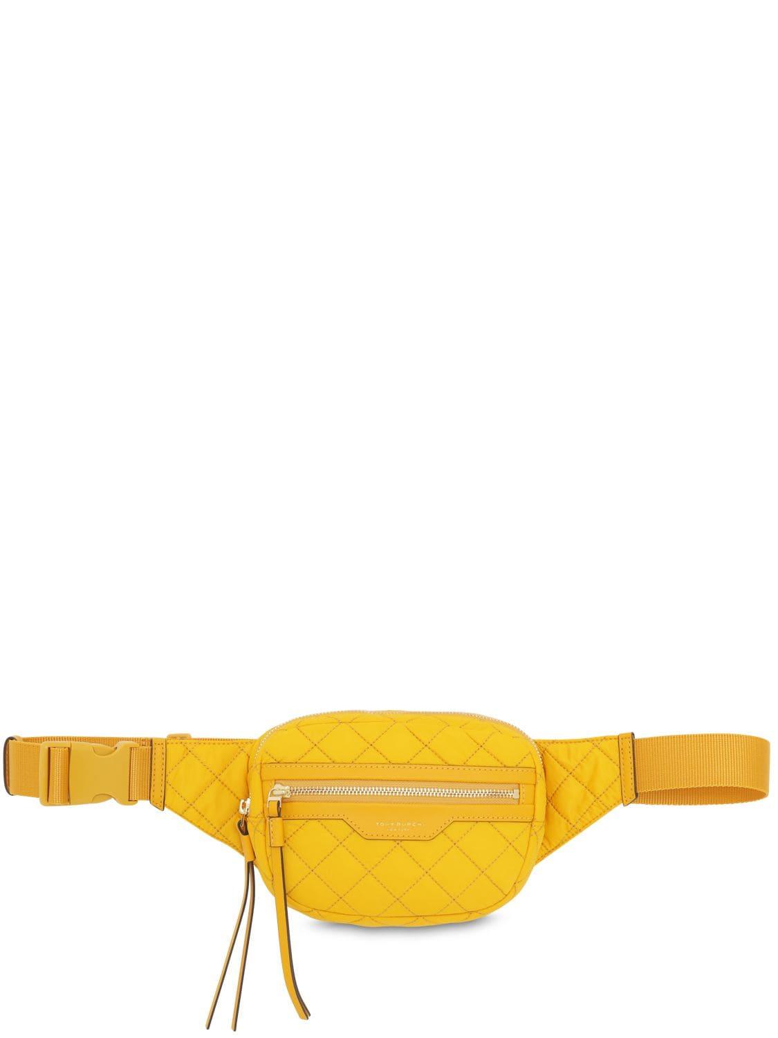 Tory Burch Synthetic Perry Quilted Nylon Belt Bag in Golden 