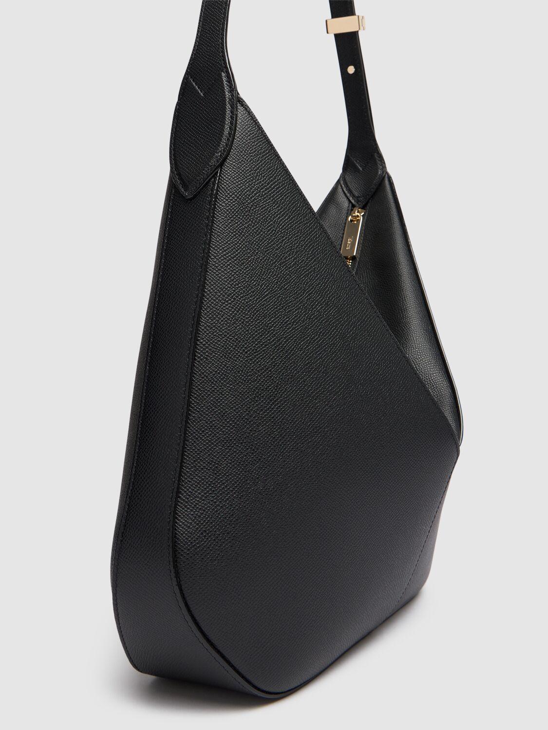Valextra Small Vivi Leather Hobo Bag in Black | Lyst