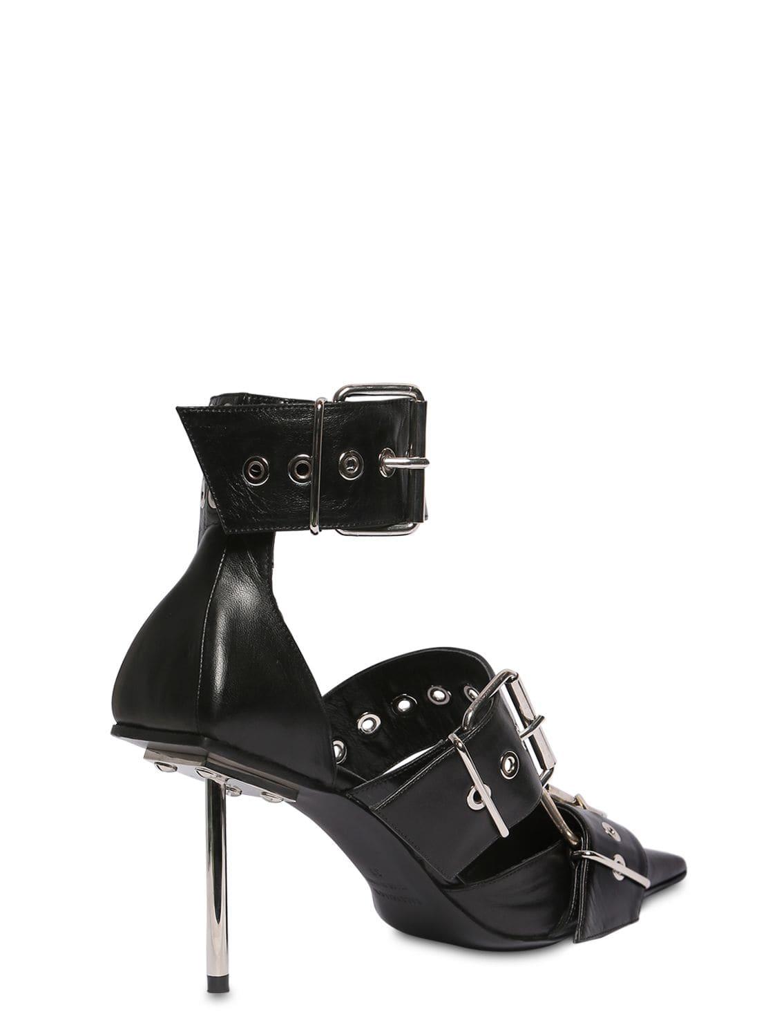 Balenciaga Leather Point-toe Buckle Pumps in Black - Lyst