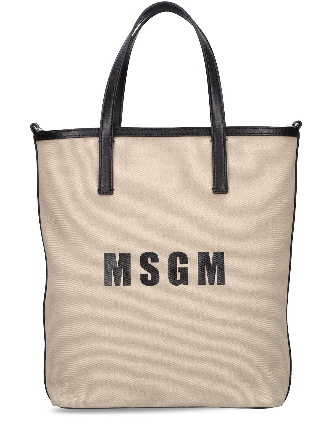 Logo Cotton Tote Bag MSGM en coloris Neutre | Lyst