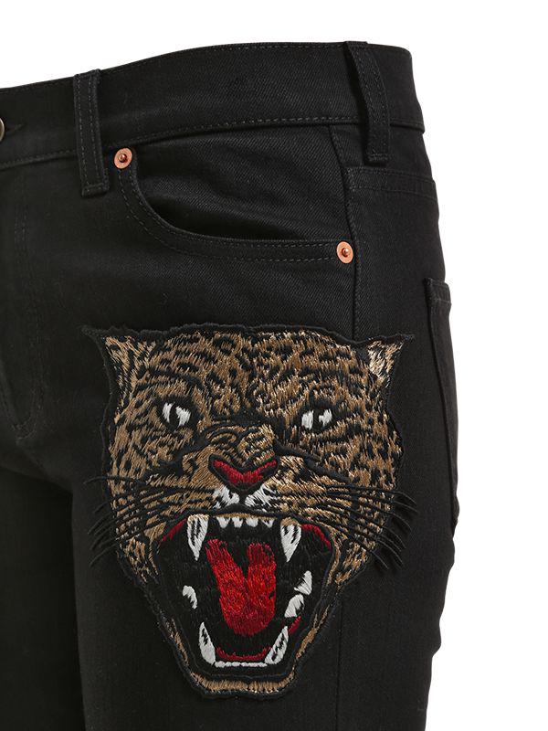 jeans with tiger patch