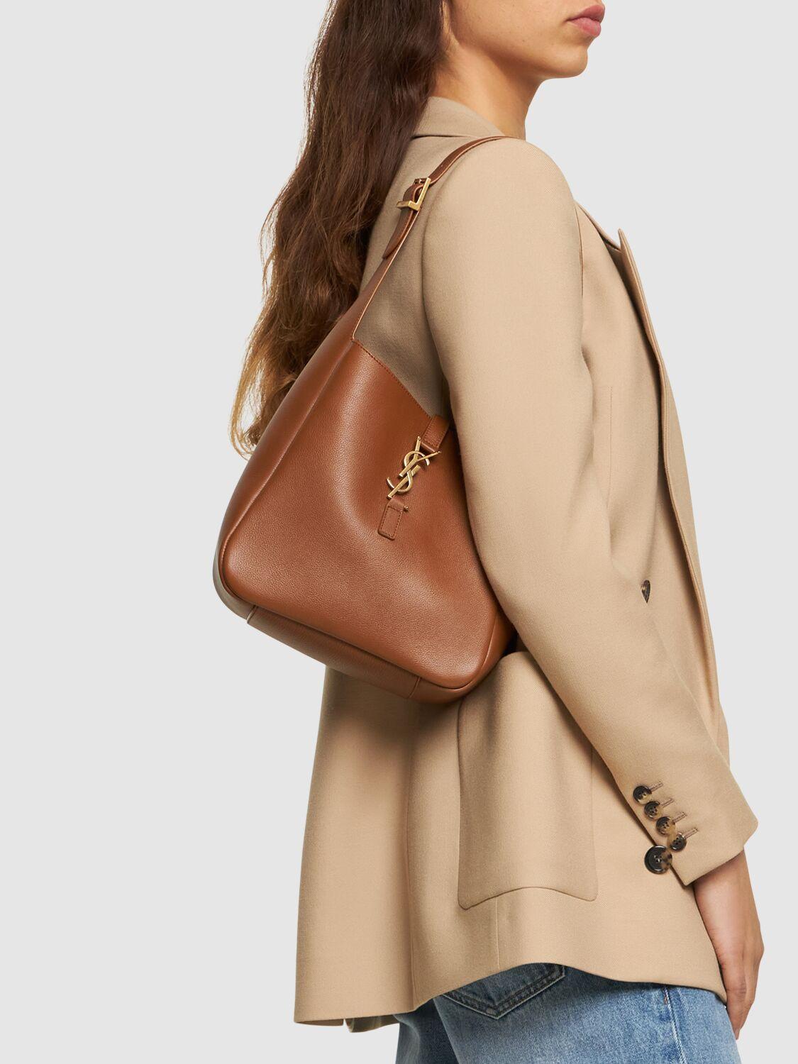 SAINT LAURENT Le 5 A 7 Bea ショルダーバッグ ブラウン 人気 Le 5 à 7 Bea linen and leather shoulder bag SAINT LAURENT