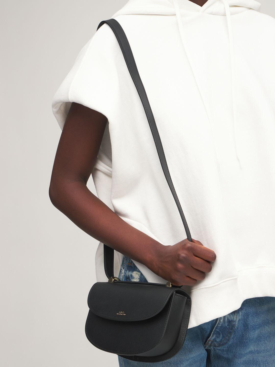 A.P.C. Mini Genève Saffiano Leather Bag in Black | Lyst