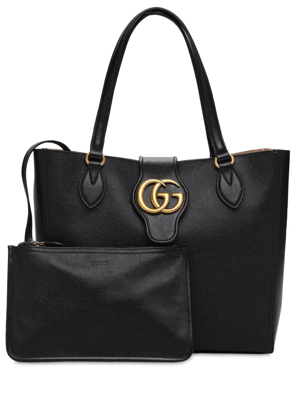 Gucci Leather Small Tote With Double G 
