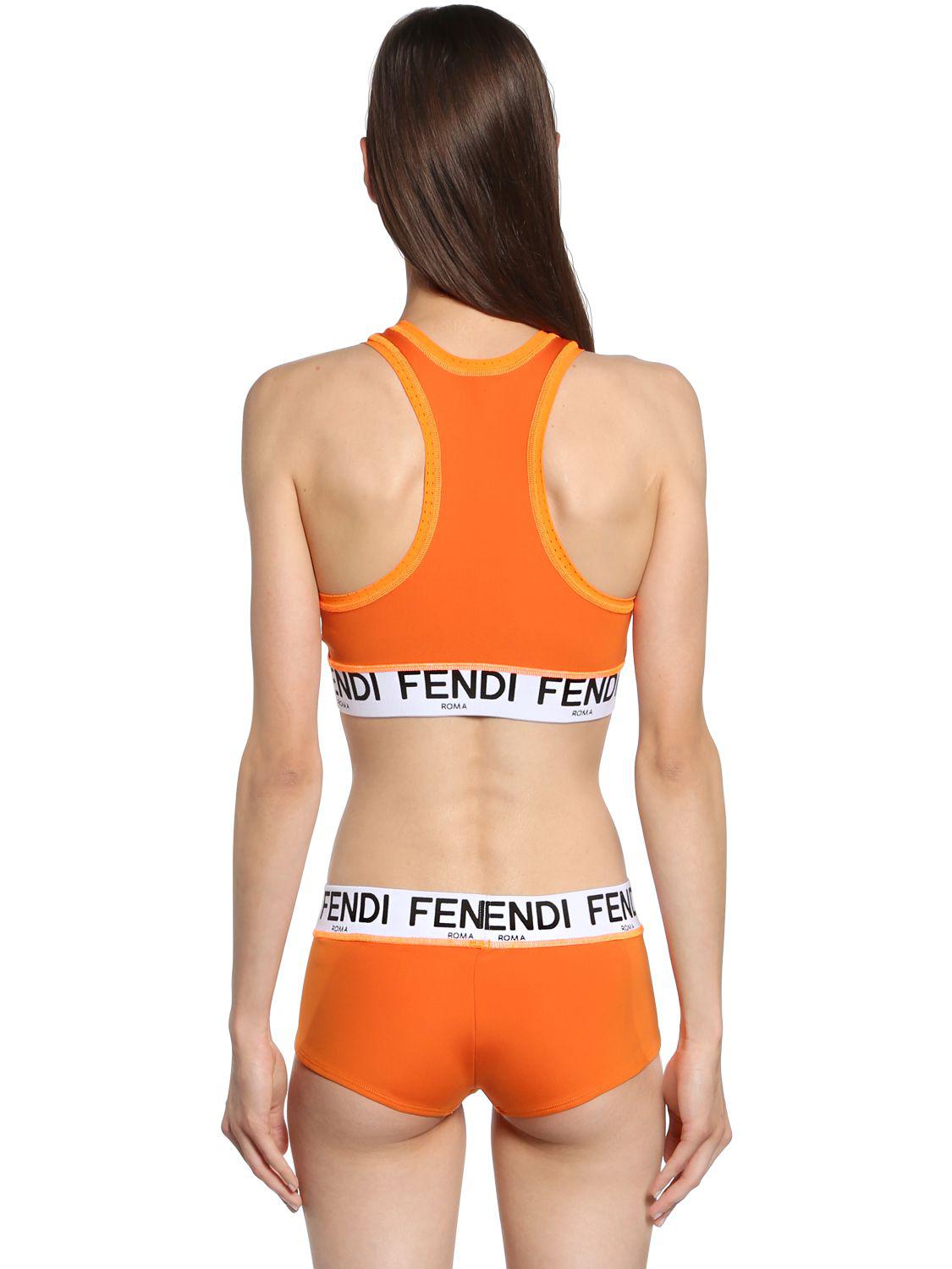 Fendi Logo Band Stretch Sports Bra in 