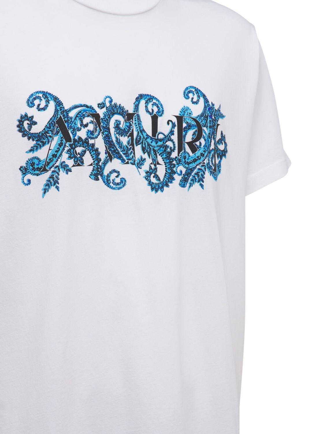 Amiri Paisley Logo Cotton Jersey T-shirt in White for Men | Lyst