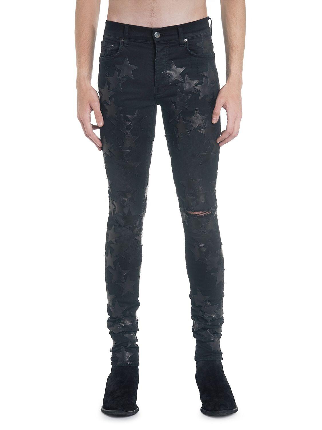 Amiri Chemist Leather Stars Jeans in Black for Men | Lyst Canada