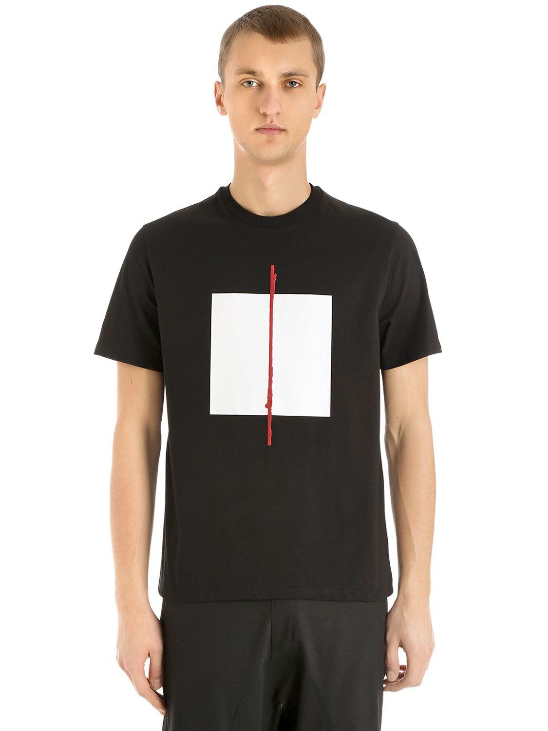 Download Neil Barrett Loose Fit Cube Print Jersey T-shirt in Black ...