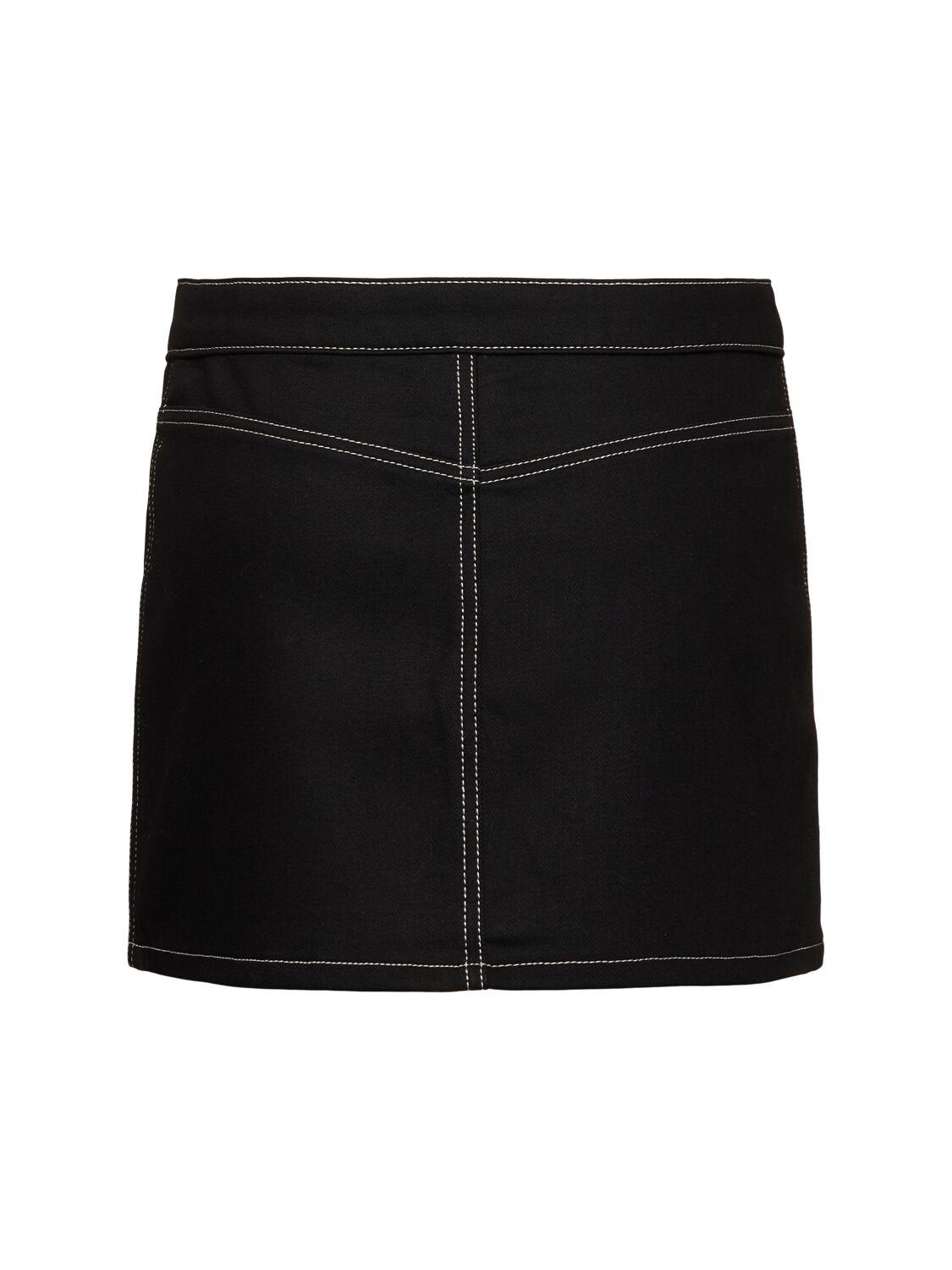 Black denim skirt contrast stitching hot sale
