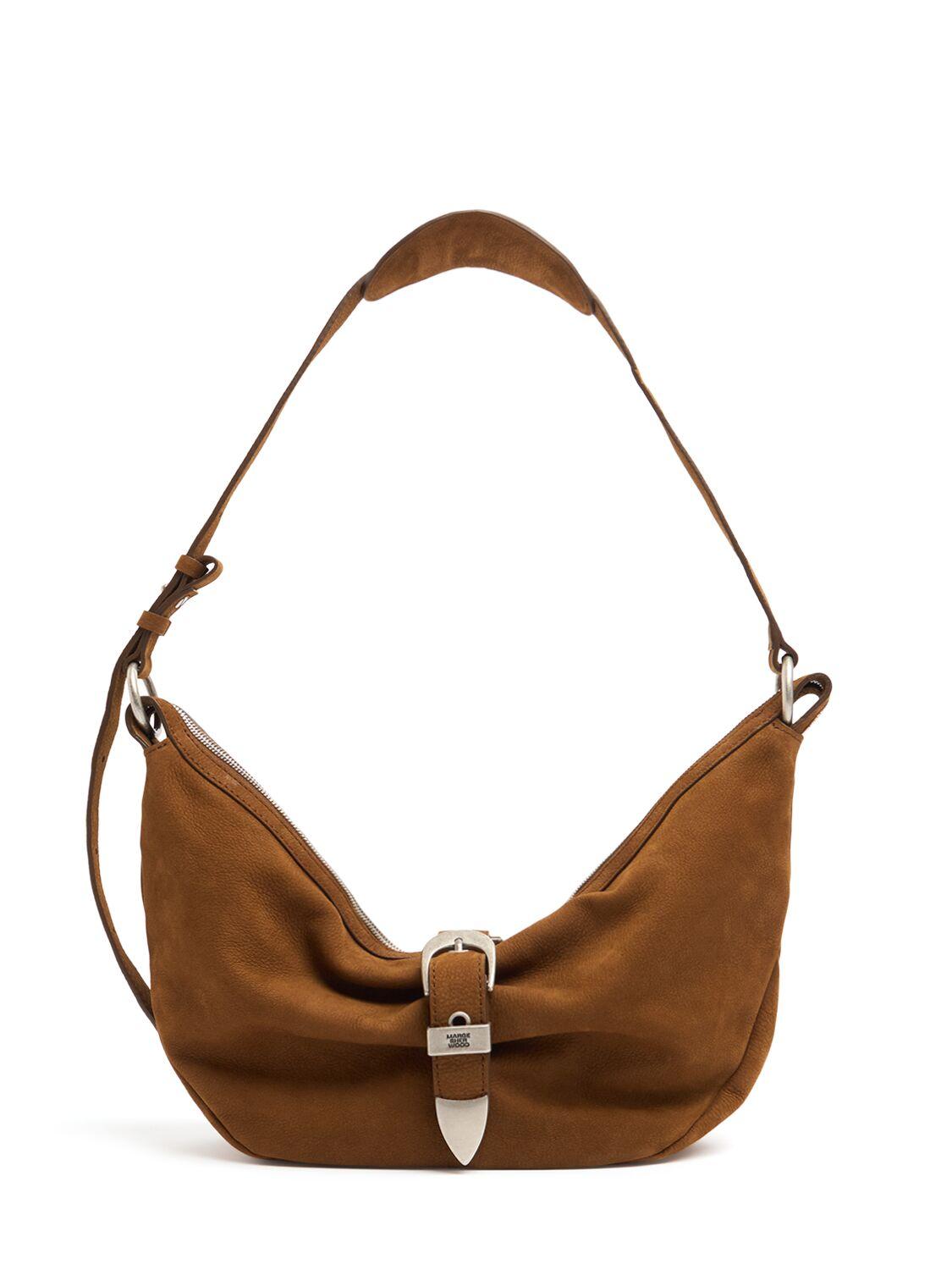 Marge Sherwood Medium Belted Nubuck Shoulder Bag in Natural