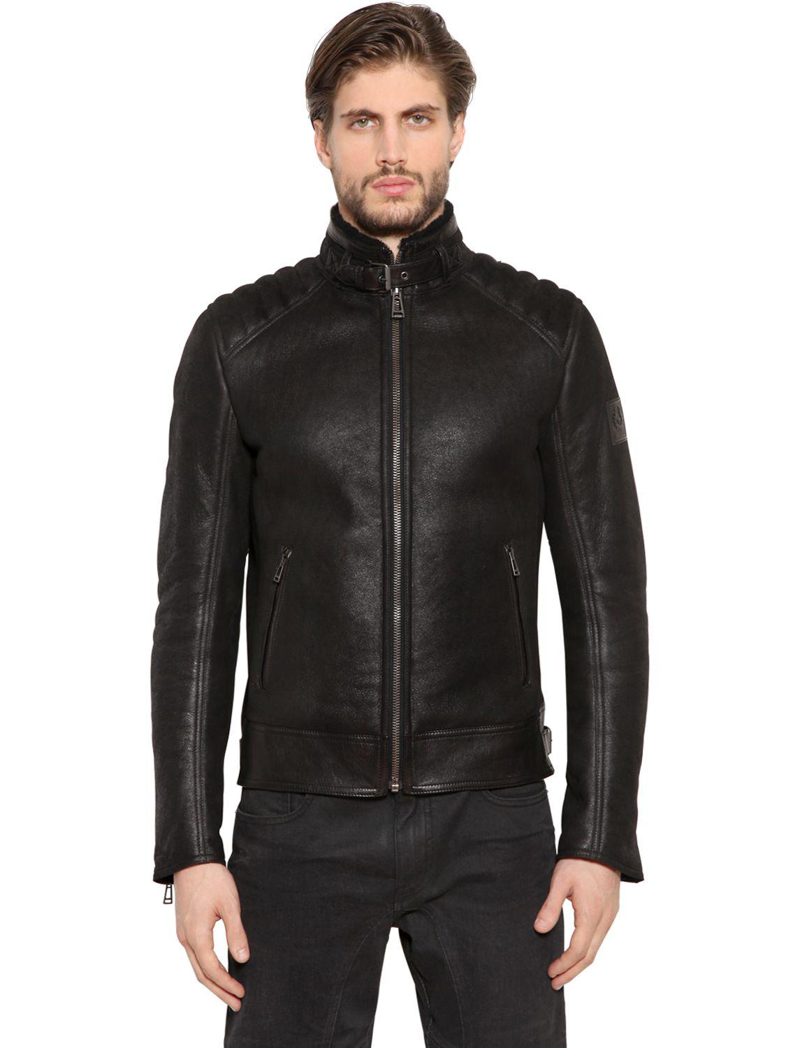 Belstaff Westlake Shearling Leather Jacket in Black for Men - Lyst