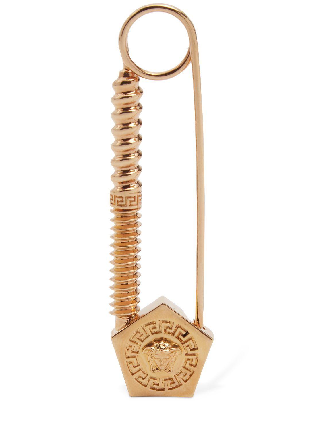 Versace Safety Pin Medusa Brooch in Metallic | Lyst
