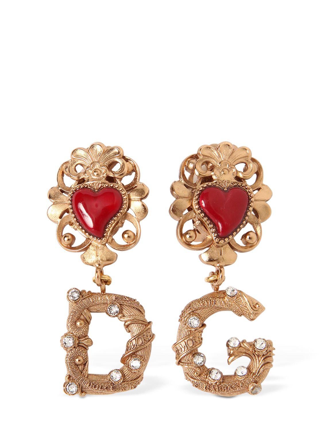 Dolce & Gabbana Denim Dg Earrings in Gold (Metallic) - Lyst