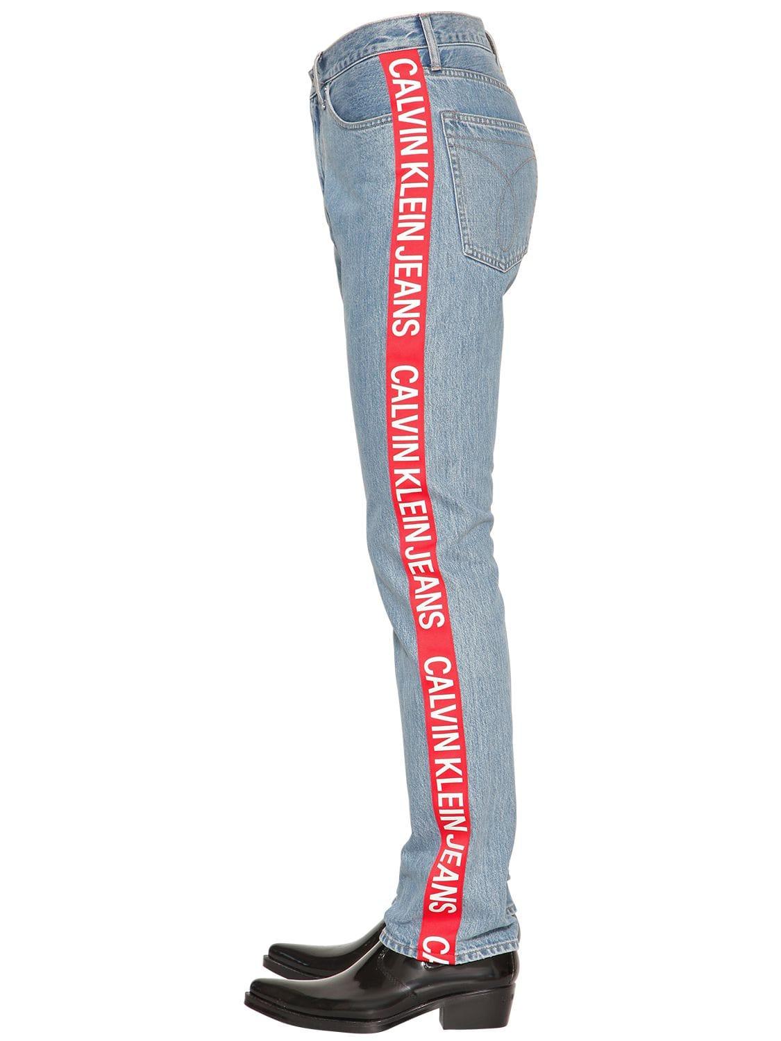Go down Instantly Teenage years Calvin Klein Straight Leg Logo Tape Denim Jeans in Blue for Men - Lyst