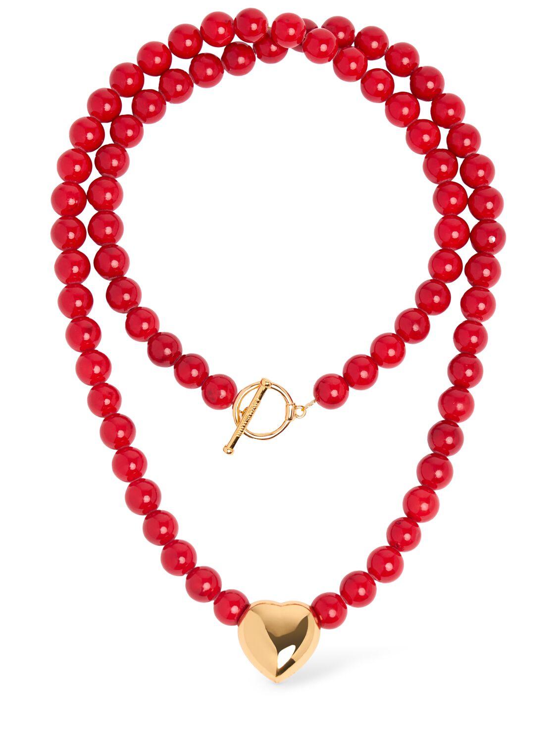Fake red pearl necklace deals