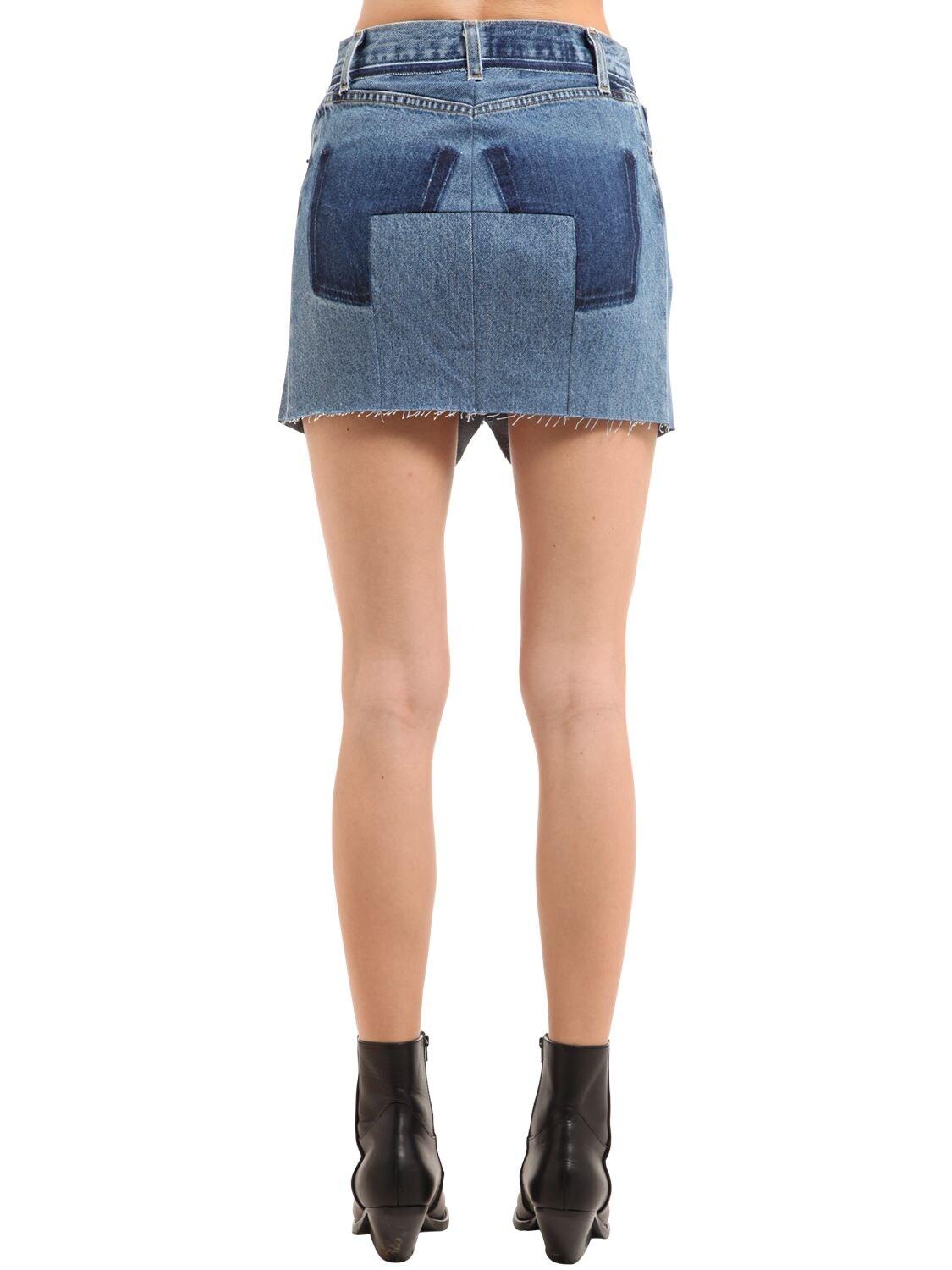 Vetements Raw Cut Cotton Denim Mini Skirt in Blue - Save 17% - Lyst