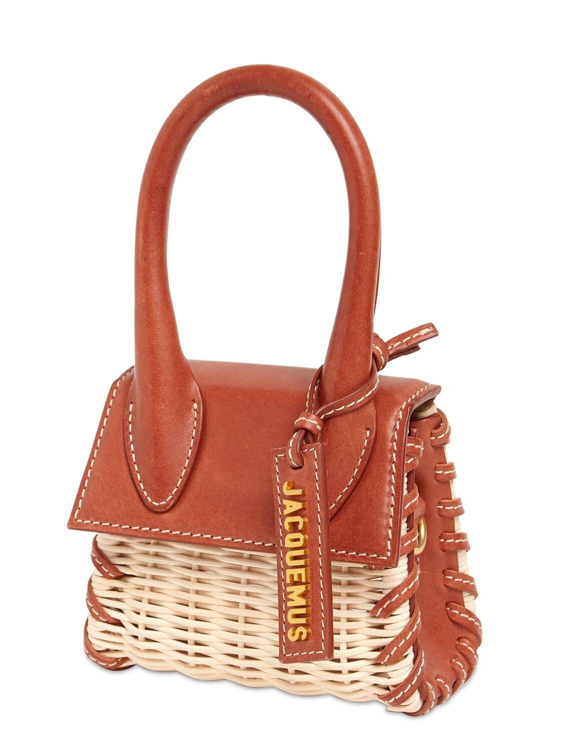 raffia and leather bag