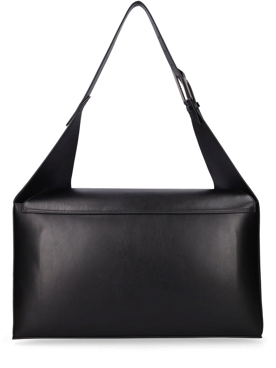 12 PM Large Leather Shoulder Bag in Black - The Attico