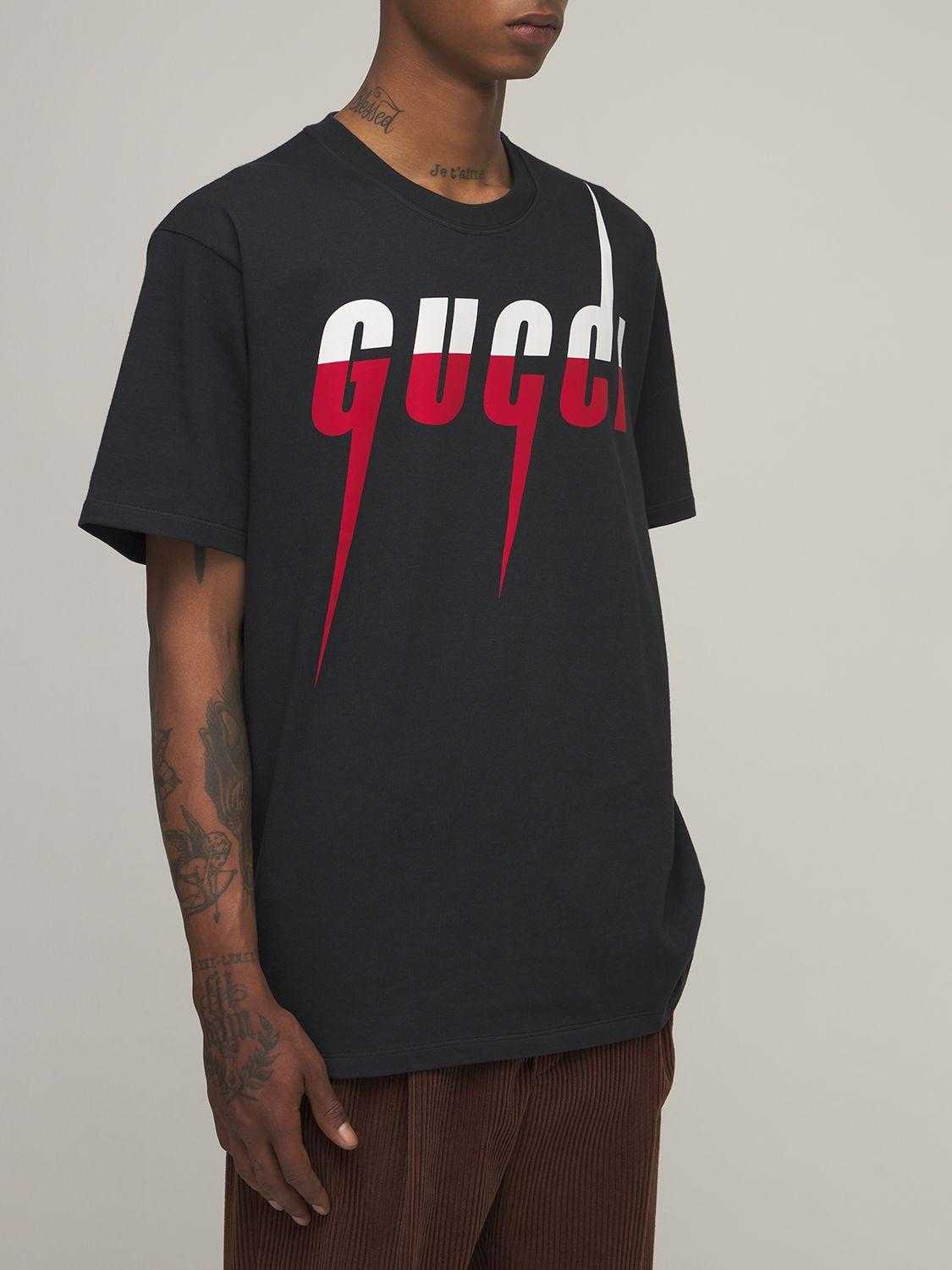 Gucci Cotton T-shirt With Blade Print in Black for Men - Save 47% | Lyst