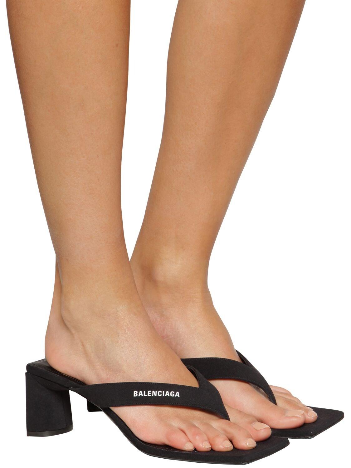 Balenciaga 60mm Double Square Crepe Jersey Sandals in Black | Lyst